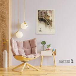 "Artery8 Helen Hyde Children on The Moon Bridge at Kameido Canvas Art Print - Size: W12"" x H16""" - thumbnail 3