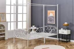 Crazy Price Beds Ltd Lila Metal Four Poster Princess Bed Frame in White - Size: Single - thumbnail 3