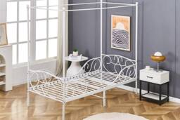 Crazy Price Beds Ltd Lila Metal Four Poster Princess Bed Frame in White - Size: Single - thumbnail 4