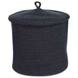 Wyld and Coco Boho Storage Baskets Set of 2 - Black Cotton with Lids - Size: Medium - thumbnail 3