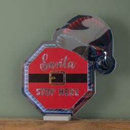 Samuel Alexander Light up Santa Stop Here Sign with Hat Infinity Decoration & LEDs in Red - thumbnail 5