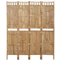 Berkfield Home 4-Panel Room Divider Bamboo 160x180 cm in Brown