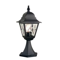 Netlighting Norfolk 1 Light Outdoor Pedestal Lantern Black IP43 E27 - thumbnail 1