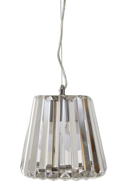 Orsina Chrome Pendant Light, Cone-Shaped Crystal Glass Ceiling Fixture, Contemporary One Bulb Hanging Light in Silver - image 1