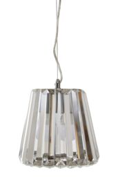 Orsina Chrome Pendant Light, Cone-Shaped Crystal Glass Ceiling Fixture, Contemporary One Bulb Hanging Light in Silver