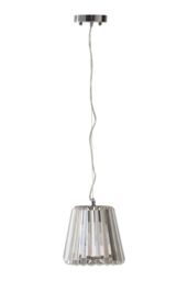 Orsina Chrome Pendant Light, Cone-Shaped Crystal Glass Ceiling Fixture, Contemporary One Bulb Hanging Light in Silver - thumbnail 4
