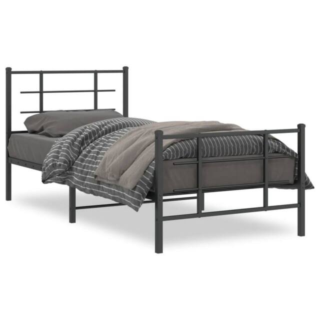 Berkfield Home Metal Bed Frame without Mattress with Footboard Black 90x200cm - Size: 90x200 cm - image 1