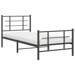 Berkfield Home Metal Bed Frame without Mattress with Footboard Black 90x200cm - Size: 90x200 cm - thumbnail 4