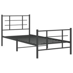 Berkfield Home Metal Bed Frame without Mattress with Footboard Black 90x200cm - Size: 90x200 cm - thumbnail 3