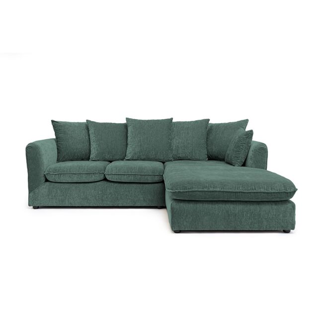 Abakus Direct Lucas Water Repellent Velvet Chenille Left Facing Corner Sofa in Jungle Green in Dark Green - image 1