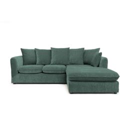 Abakus Direct Lucas Water Repellent Velvet Chenille Left Facing Corner Sofa in Jungle Green in Dark Green