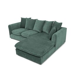 Abakus Direct Lucas Water Repellent Velvet Chenille Left Facing Corner Sofa in Jungle Green in Dark Green - thumbnail 3