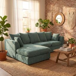 Abakus Direct Lucas Water Repellent Velvet Chenille Left Facing Corner Sofa in Jungle Green in Dark Green - thumbnail 8