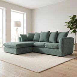 Abakus Direct Lucas Water Repellent Velvet Chenille Left Facing Corner Sofa in Jungle Green in Dark Green - thumbnail 7