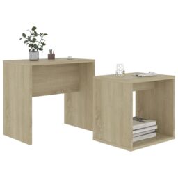 Berkfield Home Coffee Table Set Sonoma Oak 48x30x45 cm Engineered Wood in Brown - Size: 48 x 30 x 45 cm - thumbnail 3