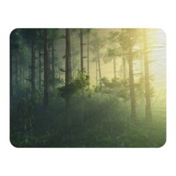 Benjamin Tate Design sun, trees in a haze of light, glowing fog among the trees Designer Blanket in Natural - Size: 120 cm x 150 cm - thumbnail 1