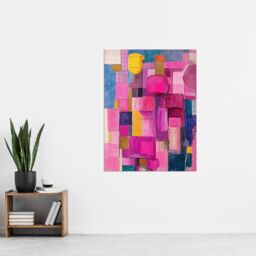 "Artery8 Wine Lover Drinks Pink Abstract Cubist Still Life Wall Art Print - Size: W18"" x H24""" - thumbnail 4