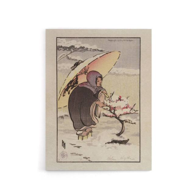 "Artery8 Helen Hyde Little Pink Plum & a Young Woman Canvas Wall Art Print - Size: W12"" x H16""" - image 1