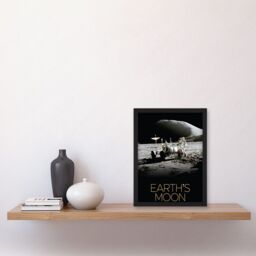 Artery8 NASA Our Solar System Moon Lunar Roving Vehicle Apollo 15 Artwork Framed Wall Art Print A4 in Black - thumbnail 2