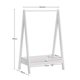 Kelvenix White Portable Coloured Pine Clothes Rail Rack - thumbnail 2