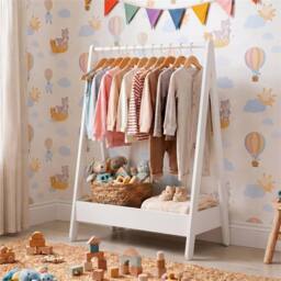 Kelvenix White Portable Coloured Pine Clothes Rail Rack - thumbnail 4