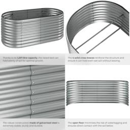 tectake Raised Bed Flormma Galvanized Steel 200 X 80 X 100 Cm in Silver - thumbnail 4