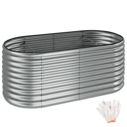 tectake Raised Bed Flormma Galvanized Steel 200 X 80 X 100 Cm in Silver
