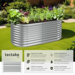 tectake Raised Bed Flormma Galvanized Steel 200 X 80 X 100 Cm in Silver - thumbnail 2