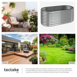 tectake Raised Bed Flormma Galvanized Steel 200 X 80 X 100 Cm in Silver - thumbnail 7