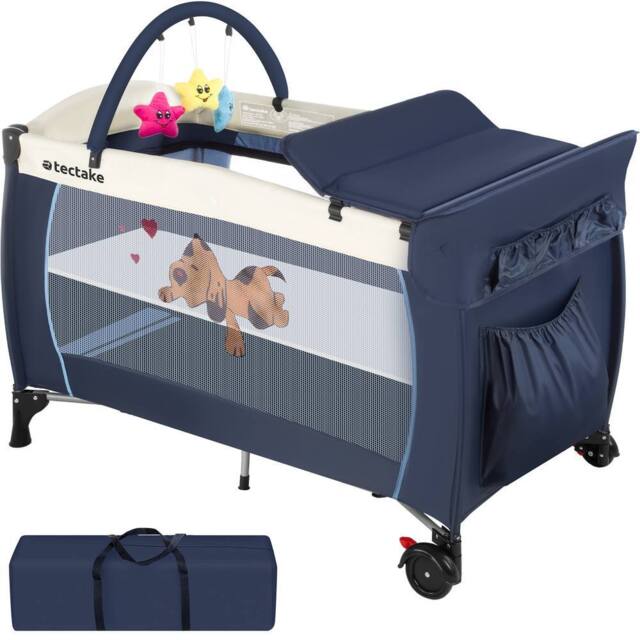 tectake Travel Cot Dog in Blue - Size: Large - image 1