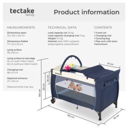 tectake Travel Cot Dog in Blue - Size: Large - thumbnail 6
