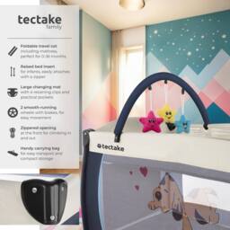 tectake Travel Cot Dog in Blue - Size: Large - thumbnail 2