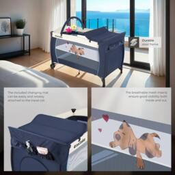 tectake Travel Cot Dog in Blue - Size: Large - thumbnail 4