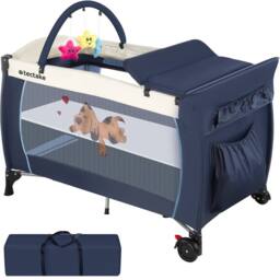 tectake Travel Cot Dog in Blue - Size: Large