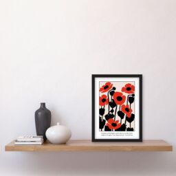 "Artery8 Poppies Early Pearly Morning Graphic Design Framed Art Print in Red - Size: W12"" x H16""" - thumbnail 4
