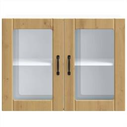 Berkfield Home Kitchen Wall Cabinet with Glass Door Lucca Artisan Oak Engineered Wood in Brown - thumbnail 6