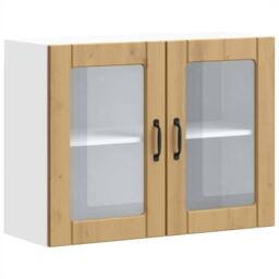 Berkfield Home Kitchen Wall Cabinet with Glass Door Lucca Artisan Oak Engineered Wood in Brown - thumbnail 1