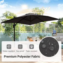 Costway Outdoor Umbrella Patio Offset Umbrella w/ 362° Rotation & Base in Grey - thumbnail 9