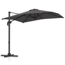 Costway Outdoor Umbrella Patio Offset Umbrella w/ 362° Rotation & Base in Grey - thumbnail 4