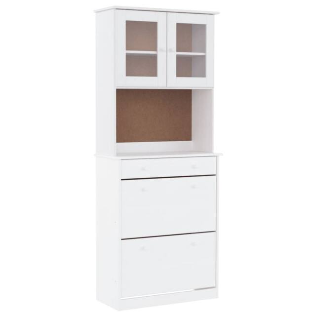 Berkfield Home Highboard ALTA White 77x35x188cm Solid Wood Pine - Size: 77 x 35 x 188 cm - image 1