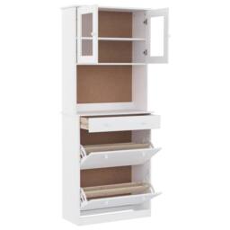 Berkfield Home Highboard ALTA White 77x35x188cm Solid Wood Pine - Size: 77 x 35 x 188 cm - thumbnail 4