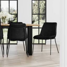 Lemon Pavilion Furniture Carlo Dining Chair (Pack of 2) - Textured Velvet/Metal - Black - thumbnail 6