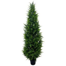 Leaf Cypress Cedar Topiary Tree UV Resistant Outdoor 150cm in Green - thumbnail 1