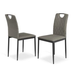 More4Homes Set Of 6 Monza Fabric Dining Chair Modern Padded Seat Metal Legs Kitchen in Grey - thumbnail 6