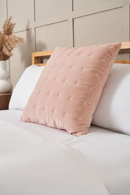 BHS Cross Stitch Quilted Cushion in Pink - Size: Small - image 1