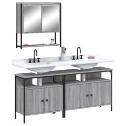 Berkfield Home 3 Piece Bathroom Furniture Set Grey Sonoma Engineered Wood - thumbnail 1
