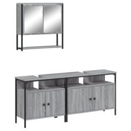 Berkfield Home 3 Piece Bathroom Furniture Set Grey Sonoma Engineered Wood - thumbnail 2