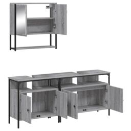Berkfield Home 3 Piece Bathroom Furniture Set Grey Sonoma Engineered Wood - thumbnail 6
