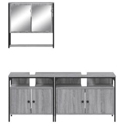 Berkfield Home 3 Piece Bathroom Furniture Set Grey Sonoma Engineered Wood - thumbnail 5