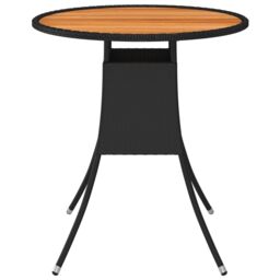 Berkfield Home Garden Dining Table Black Ã˜ 70 cm Poly Rattan & Solid Acacia Wood - thumbnail 2